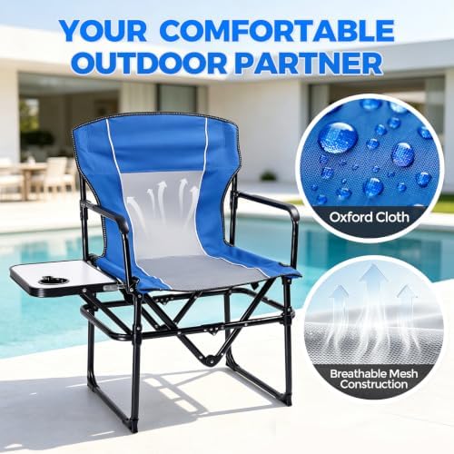 2 Pack Camping Chairs with Side Table & Cup Holder 400 lbs - Image 5