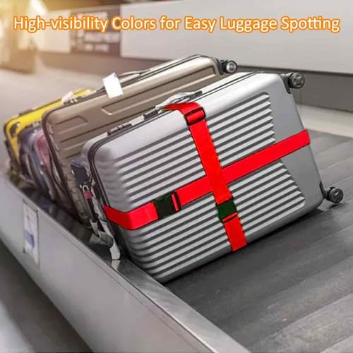 4 Pack Red Luggage Straps, Adjustable Travel Belt - Image 4
