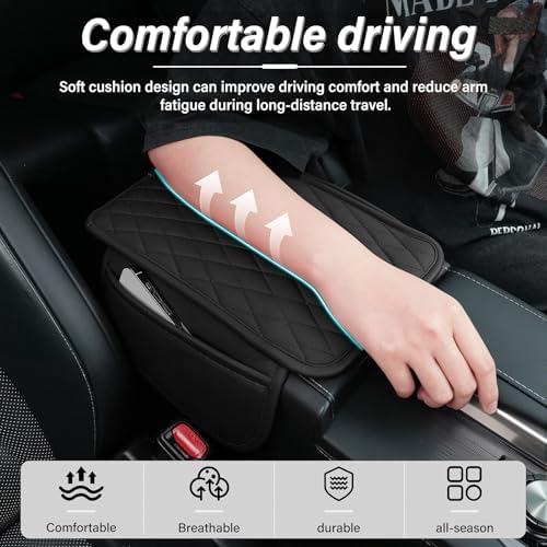 Amiss Car Center Console Cover, Upgraded Leather Car Armrest Cushion - Image 6