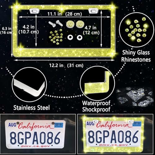 NBTEPEM 27 PCs Yellow Bling Car Accessories Set - Image 5