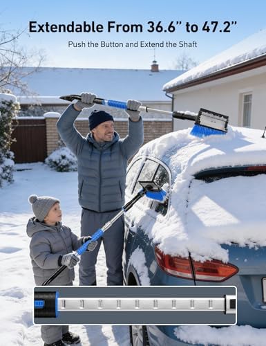 AstroAI 47" Extendable 3-in-1 Snow Brush & Ice Scrapers - Image 2