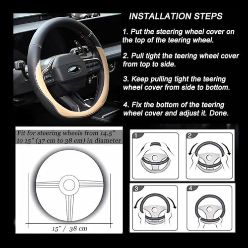 Valleycomfy Microfiber Leather Steering Wheel Cover Universal 15 inch - Image 6