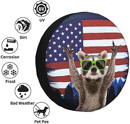 Flag Raccoon Rv Spare Tire Cover Wheel Tire Cover - Image 4