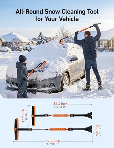 AstroAI 46" Extendable 2-in-1 Snow Brush & Ice Scrapers - Image 3