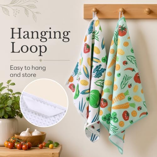Homaxy Large Waffle Weave Kitchen Towels 2 Pack, Vegetables - Image 5