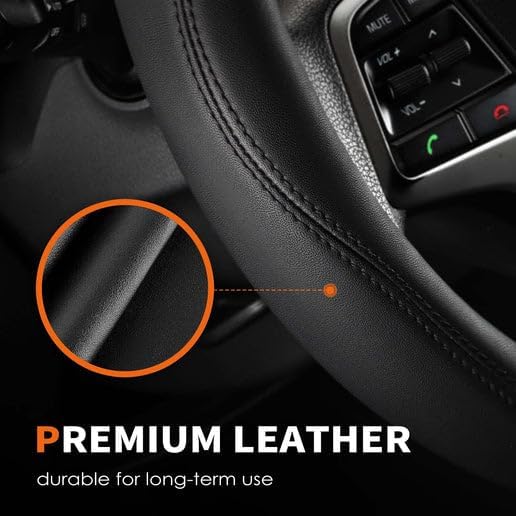 HOTOR Car Leather Steering Wheel Cover, Universal 14.5"-15" - Image 4