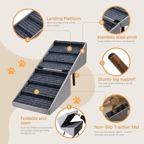 XXL 2-in-1 Ottoman Dog Stairs for Large Dogs, 21.6 Inch Foldable - Image 3