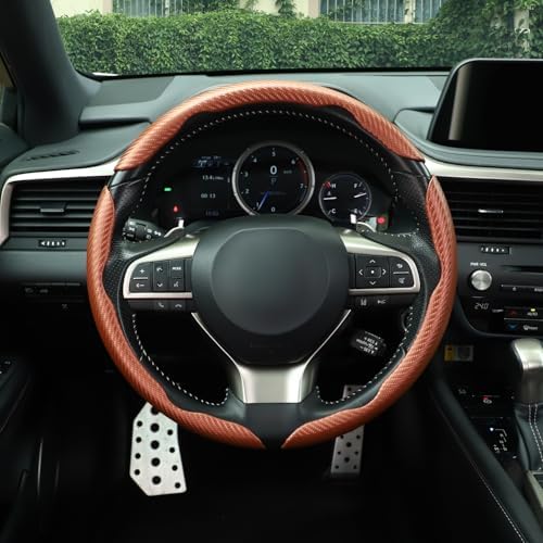 Amiss 3pcs Carbon Fiber Anti-Skid Steering Wheel Cover, Waterproof & Segmented - Image 5