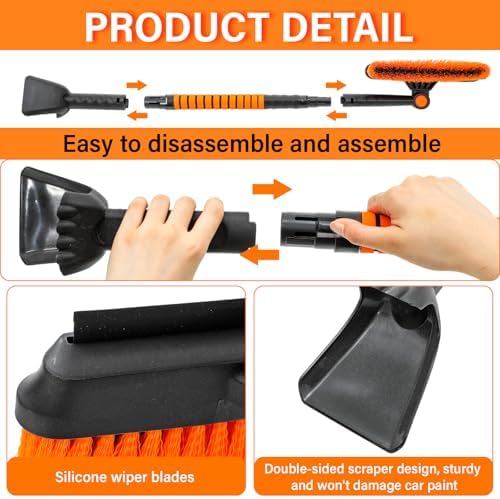 2 Pcs 33" to 39" Extendable Snow Brush and Ice Scraper - Image 3