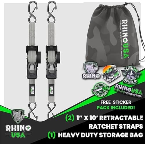 Rhino USA Retractable Ratchet Straps - 1in x 10ft - Image 6