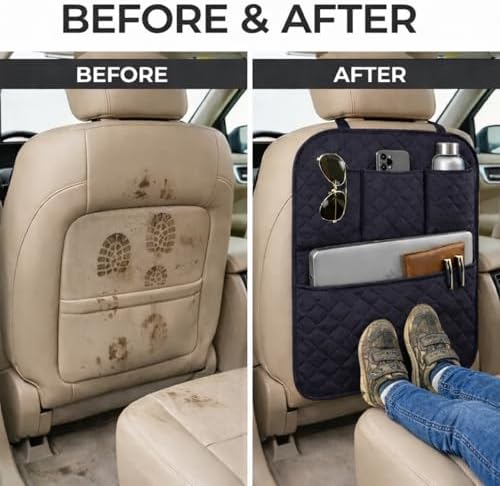 SAVUK 2 Pack Car Back Seat Cover 3 Pocket + 1 XLarge Pocket Organizer Protector - Image 5