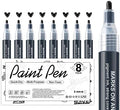 AKARUED Black Acrylic Paint Markers, 8 Pack Acrylic Black Paint Pen Sets by AKARUED