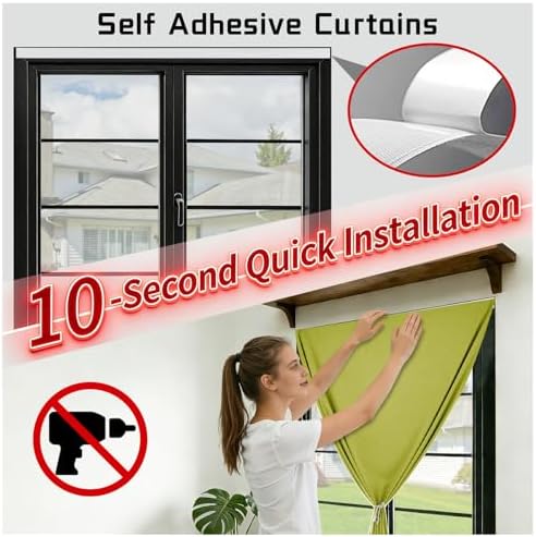 100% Blackout French Door Curtain- Privacy Thermal Insulated Door Window Curtain - Image 3