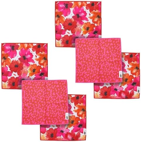 Ritz 6-Piece Poppy & Long Dots Microfiber Dish Cloth Set – Vibrant Watercolor by RITZ