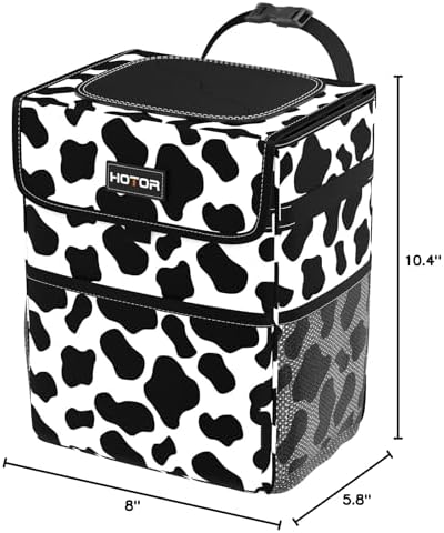 HOTOR Car Trash Can, Leak-Proof Car Organizer, Cow Print - Image 2