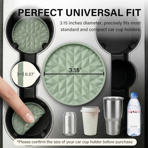 Silicone Car Coasters Set of 4, 3.15" Cup Holder Mats - Image 2