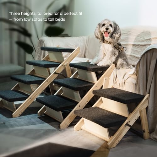 MEWANG Wood Pet Stairs, 2-Step Dog Stairs - Image 5