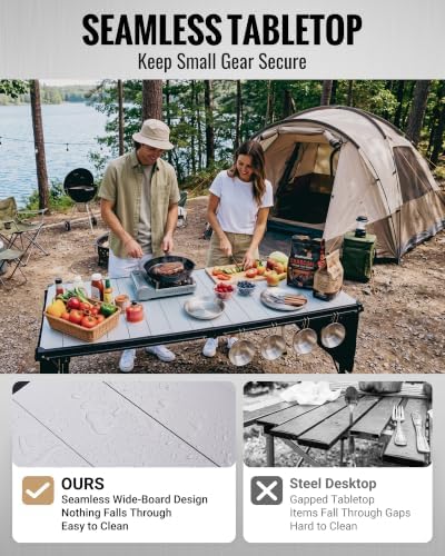 KingCamp Large 55.1" Folding Camping Table, 265lbs Adjustable Outdoor Table - Image 7