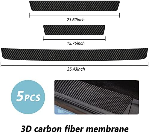 5PCS Car Door Sill Protector, Carbon Fiber Threshold/Rear Bumper Guard - Image 2