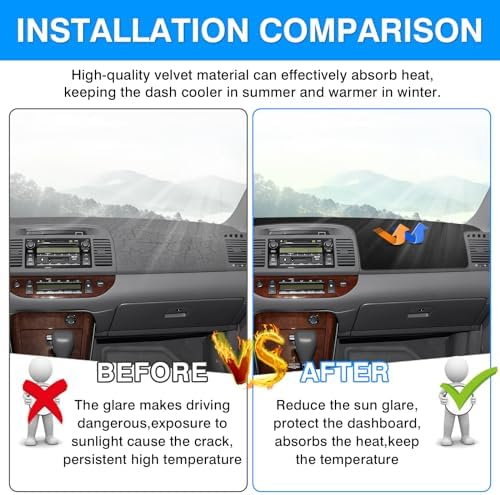 Autorder Dashboard Cover Mat for 2000-2006 Toyota Camry Accessories Dash Cover - Image 3
