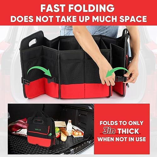 Simniam Large Trunk Organizer for Car, Foldable Multi Compartment Car Trunk - Image 5