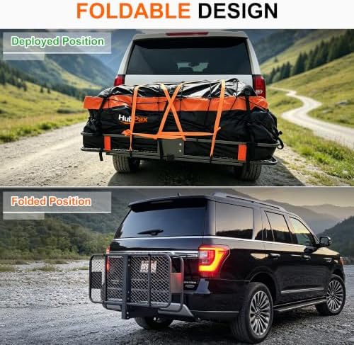 Hitch Mount Folding Trailer Cargo Carrier Basket 60" x 20" x 6" - Image 6