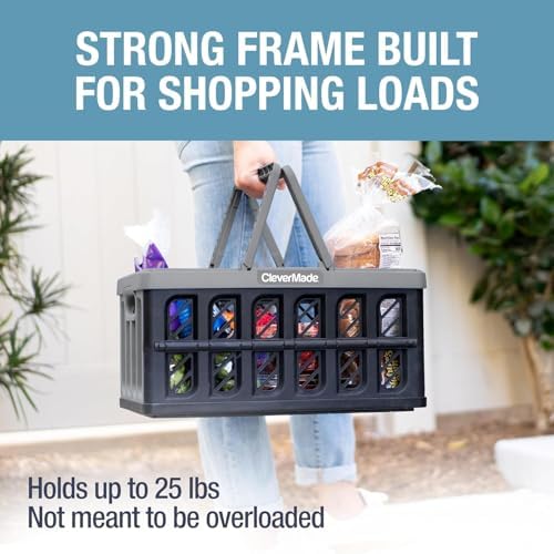 CleverMade Collapsible Shopping Basket, 24L Storage Crate, 1 Pack - Image 2