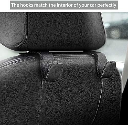 AMVOYOA Headrest Hooks for Car, Back Seat Organizer Gray Leather Hanger Holder - Image 2