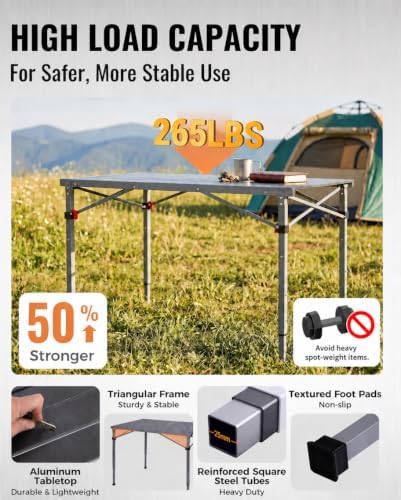 KingCamp 265lbs Adjustable Camping Table Foldable, Aluminum Camp Table - Image 3