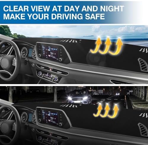 KUST Black Dash Cover for Hyundai Sonata 2020-2023 Polyester Dashboard Cover - Image 6