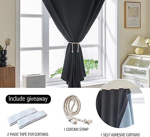 AJAZZ 100% Window Blinds Blackout Portable Blackout Curtains Adhesive Curtains - Image 2