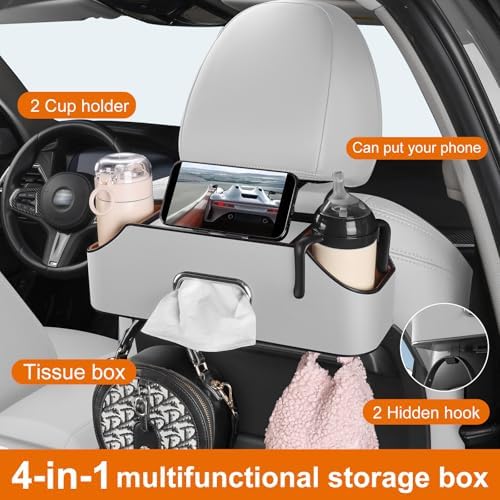 Car Seat Back Cup Holder, 4-in-1 Multifunctional Backseat Organizer - Image 3