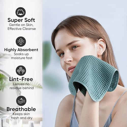 Microfiber Waffle Face Towels, 2 Pieces, Fast Drying, Lint Free 430 GSM - Image 4