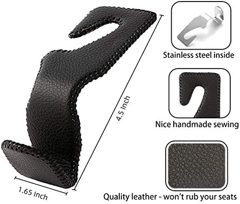 AMVOYOA Headrest Hooks for Car, Back Seat Organizer Gray Leather Hanger Holder - Image 6