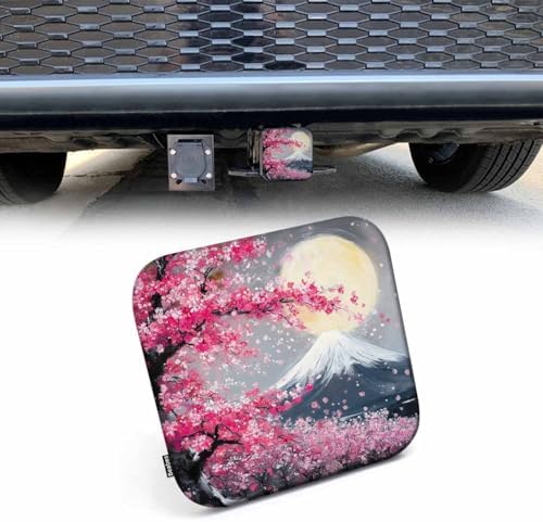 Hitch Cover Plug Cherry Blossom, 2 Inch Receivers Diameter Pink Cherry Flowers by Beabes