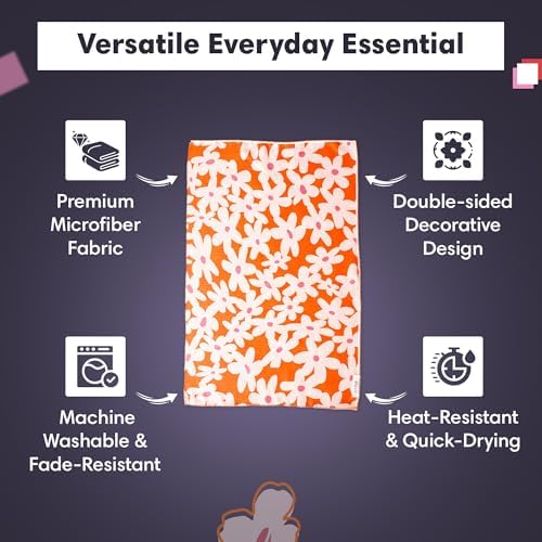 crae. Reversible Microfiber Hand Towel, Check Your Blossoms - Image 3