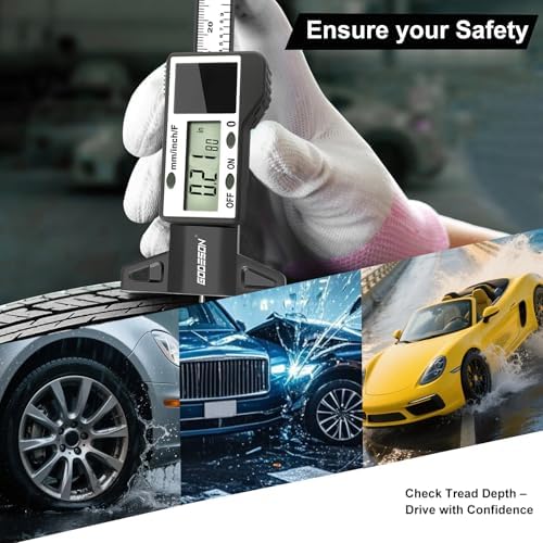 GODESON Digital Tire Tread Depth Gauge -Reads 32NDS, Inch & MM/Solar/Battery - Image 6