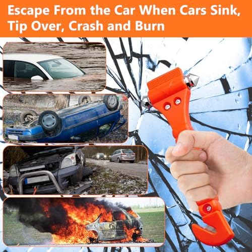 BFXM Car Window Breaker Hammer and Seat Belt Cutter 2-in-1, 4 Packs - Image 4