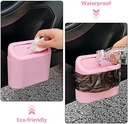 Accmor Car Trash Can with Lid, 2 Pack Pink Mini Vehicle Trash Bin Dustbin - Image 5