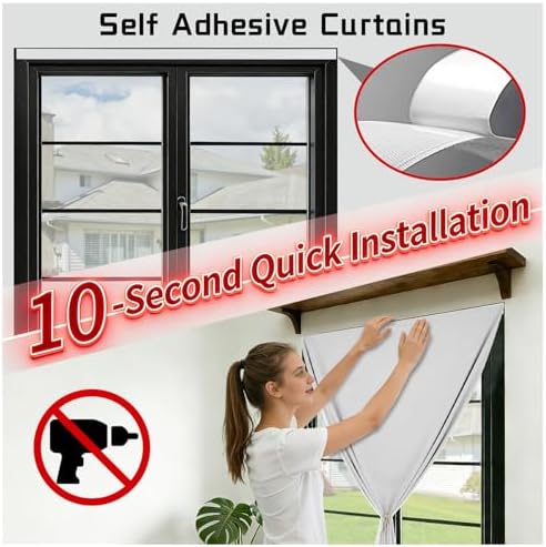 100% Self Adhesive Blackout Curtains- Stick on Curtains Shades Window Blinds - Image 3