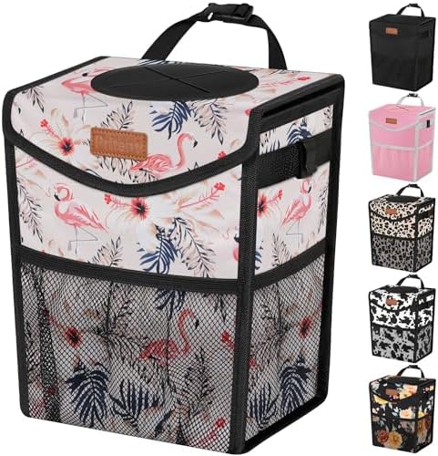 Pritent Car Trash Can with Lid Leakproof Car Garbage Bag Vehicle Trash Bin by Pritent