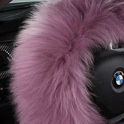 3Pcs/Set Fashion Fluffy Wool Car Steering Wheel Cover Set - Image 2