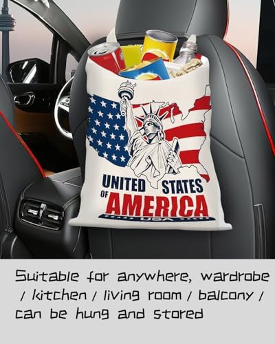 Car Trash Can, Seat Back Hanging Car Trash Bag, Cute Canvas Car Garbage Bag - Image 4
