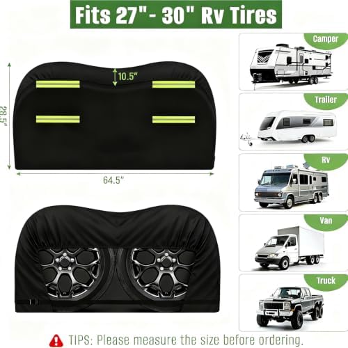 RV Tire Covers, Dual Axle Wheel Cover Fits 27-30" Diameter Tires - Image 2