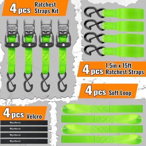 Retractable Ratchet Straps 4 Pack, 5208LBS Break Strength - Image 6