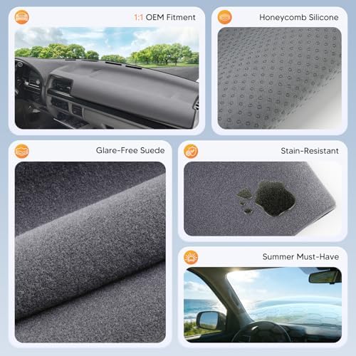 CARTIST Gray Dashboard Cover for 1992-1996 Ford F150 Bronco&1992-1997 F250 F350 - Image 5
