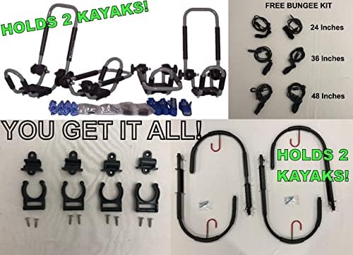Battleship Gray Folding J-Style Kayak Rack ROOF TOP and WALL Carrier Bundle by Pack%27em