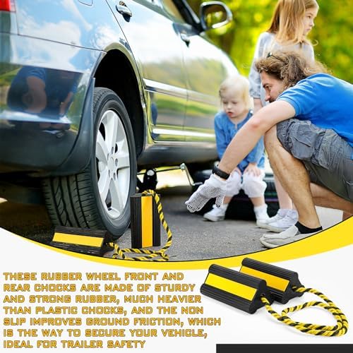 4 Pair Heavy Duty Rubber Wheel Chocks - Image 4