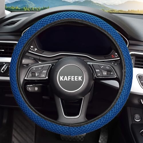 KAFEEK Elastic Stretch Steering Wheel Cover, Universal 15 Inch, Light Blue - Image 2