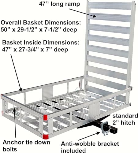 MaxxHaul 80779 Aluminum Hitch Mount Wheelchair/Mobility Carrier – 50" x 29.5" - Image 3